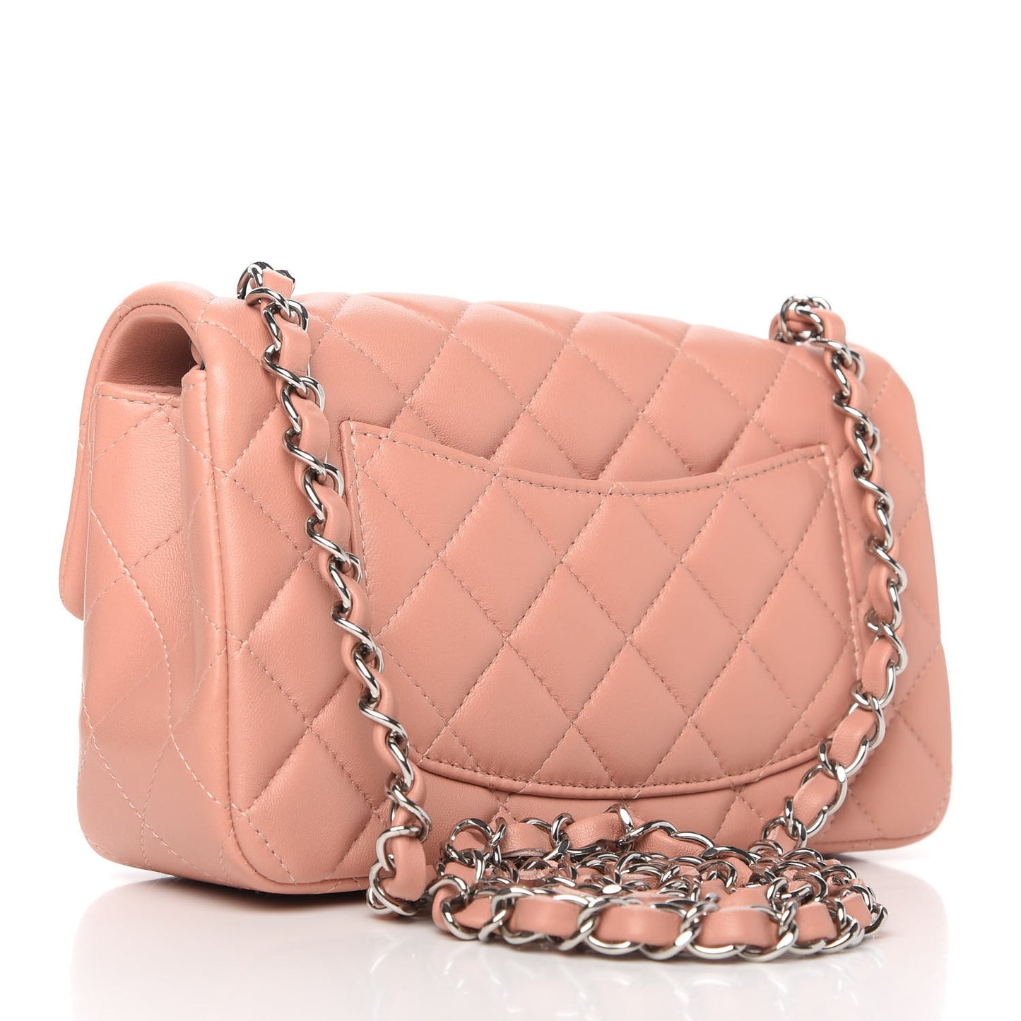 Lambskin Quilted Mini Rectangular Flap Light Pink