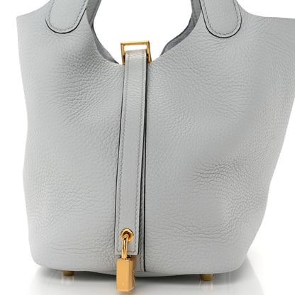 Hermes Taurillon Clemence Picotin Lock 18 PM Bleu Pale 8 of 11