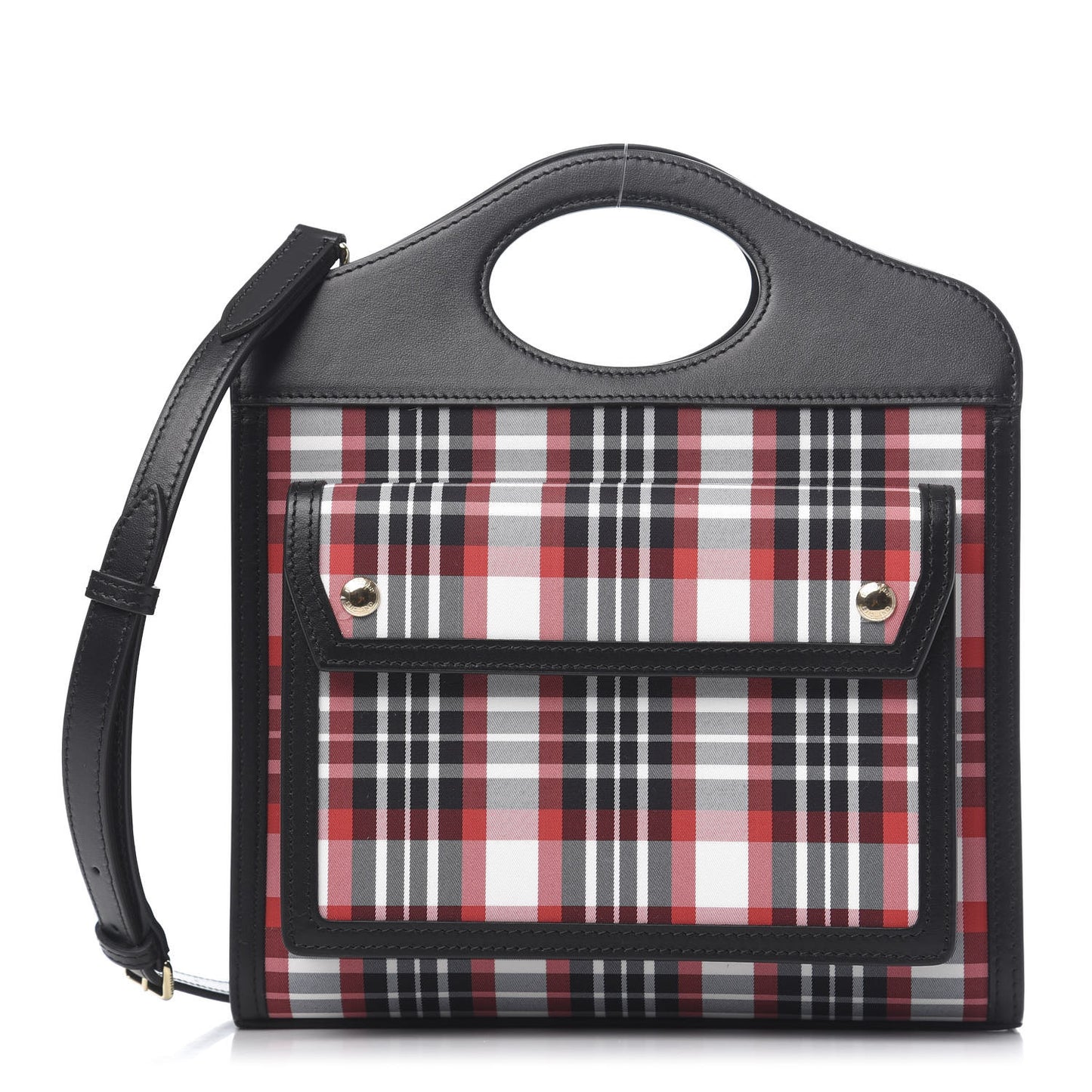 Calfskin Nylon Tartan Mini Pocket Bag Bright Red
