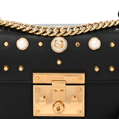 Gucci Calfskin Studded Small Padlock Shoulder Bag Black 9 of 15