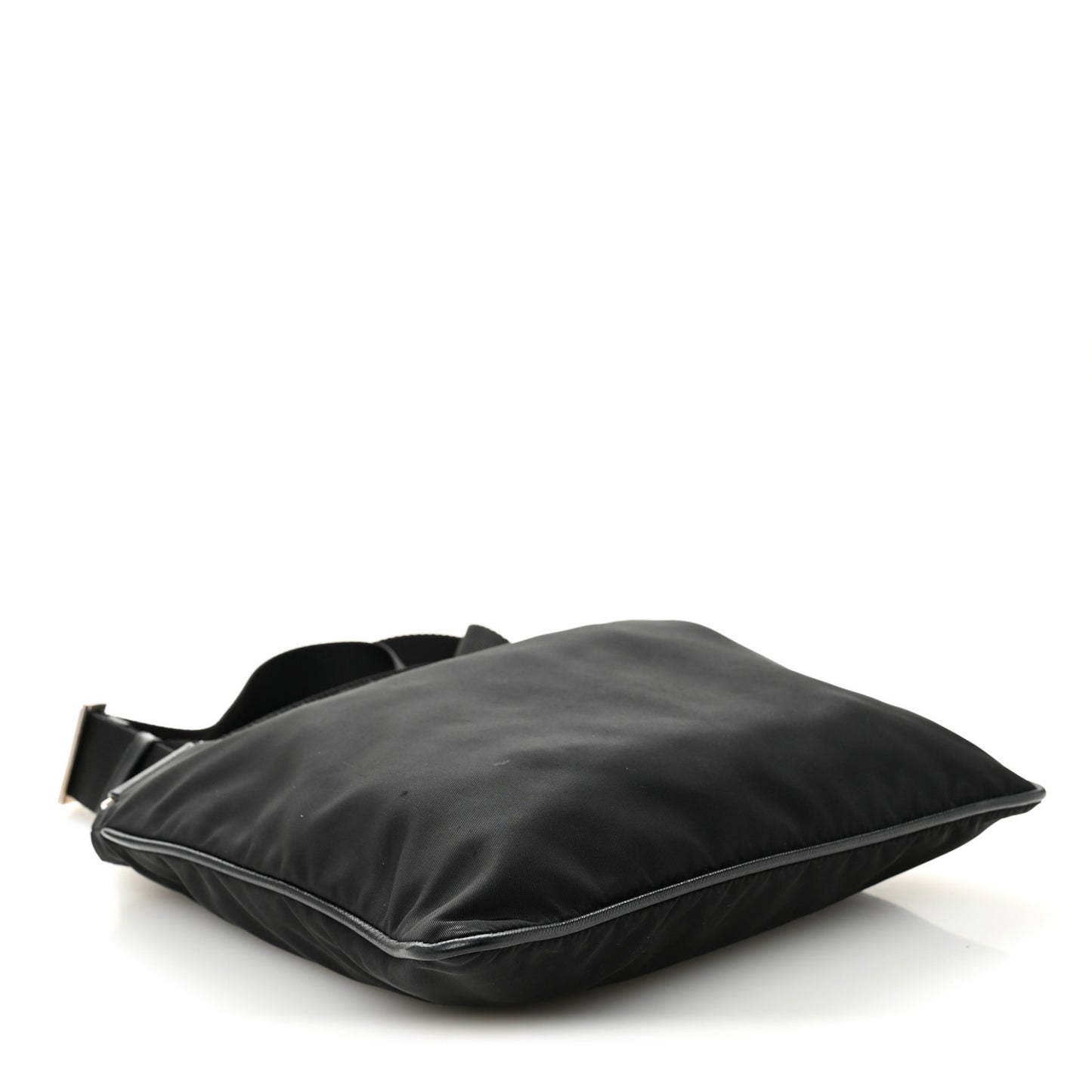 Tessuto Nylon Saffiano Flat Messenger Bag Black