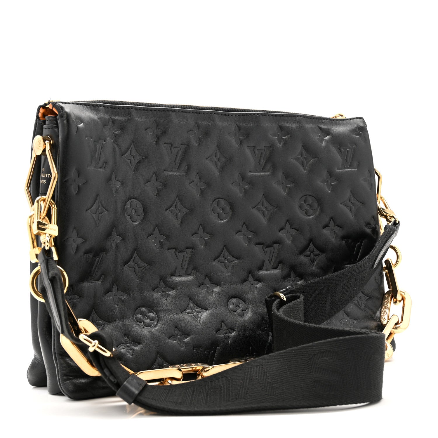 Louis Vuitton Lambskin Embossed Monogram Coussin MM Black 3 of 19