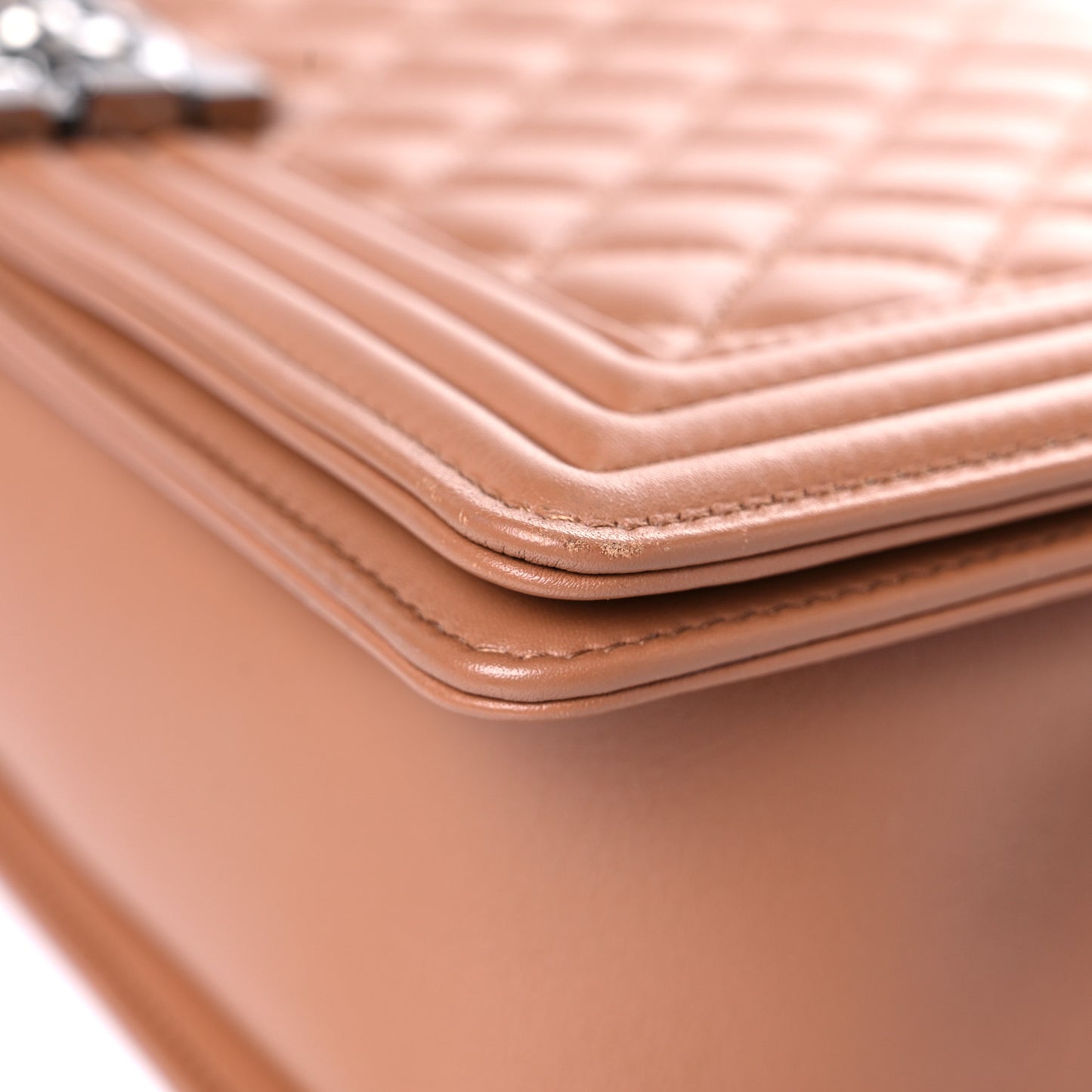 Calfskin Quilted New Medium Boy Flap Dark Beige