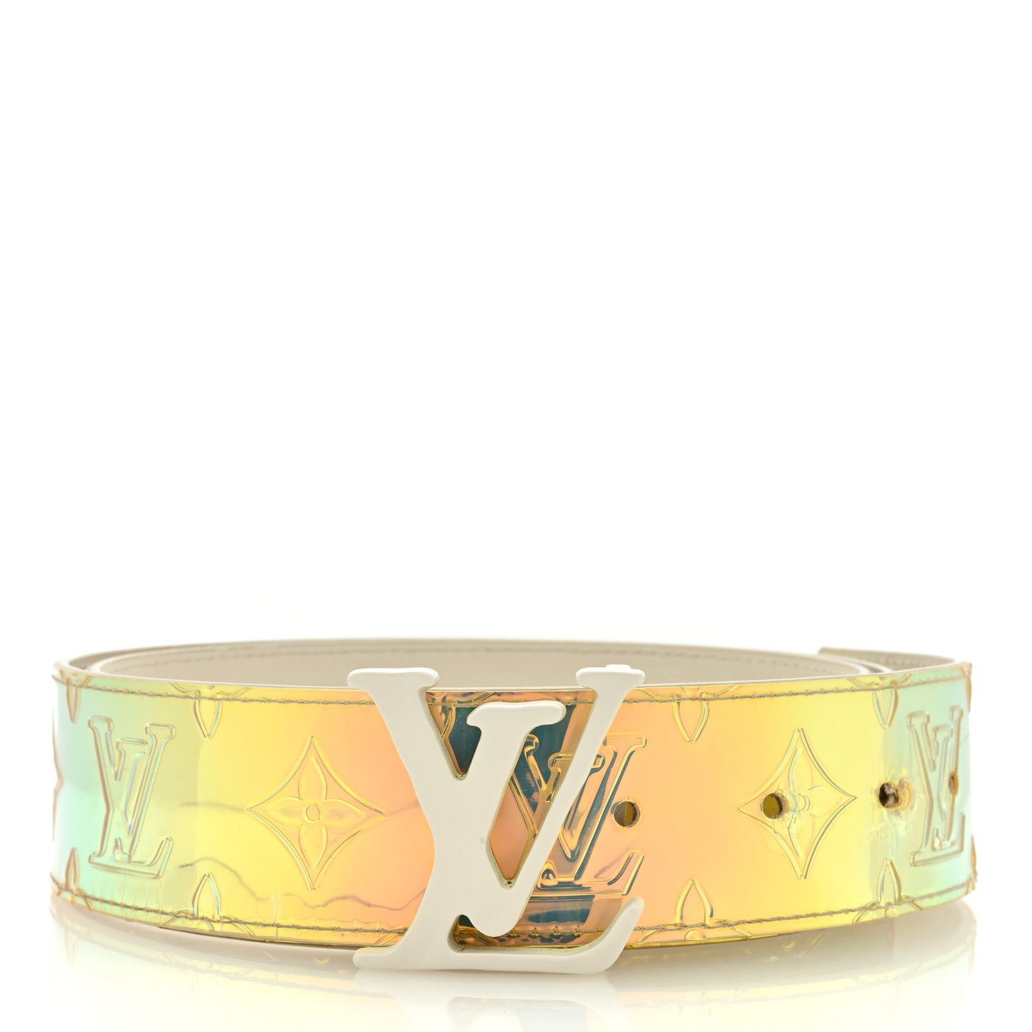 PVC Monogram 40mm LV Initiales Reversible Belt 90 36 Iridescent Prism