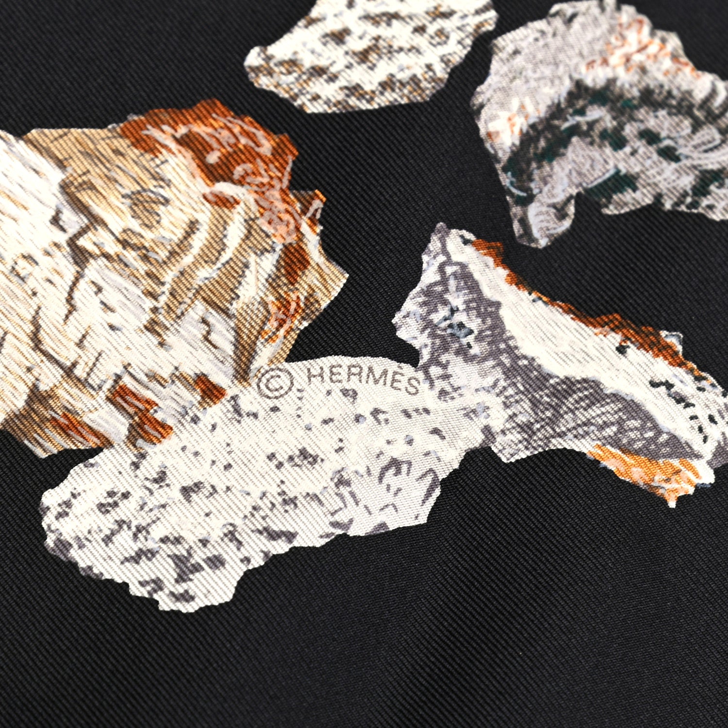 Hermes Silk Mineraux Scarf 90 Black Turquoise Beige 3 of 5