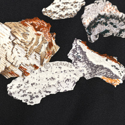 Hermes Silk Mineraux Scarf 90 Black Turquoise Beige 3 of 5