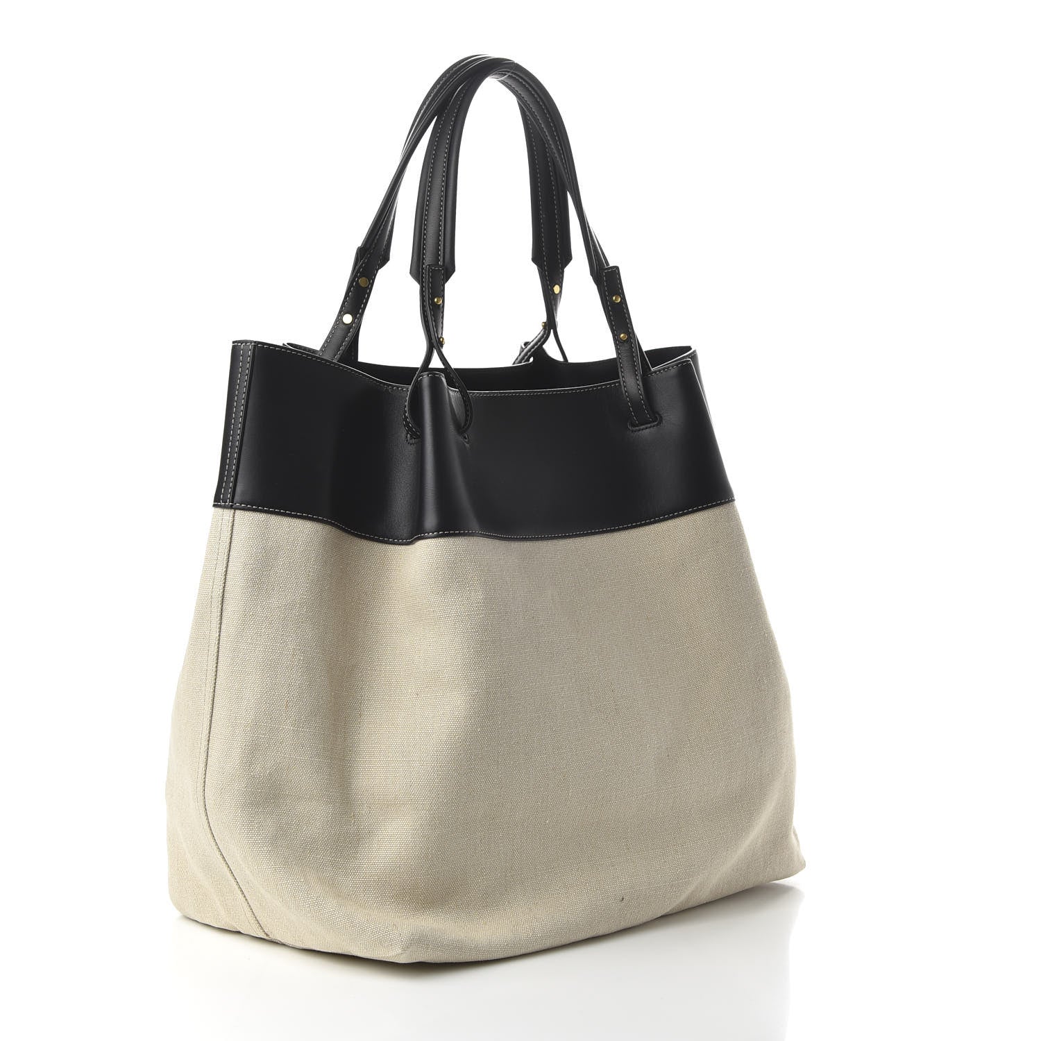 Bottega Veneta Natural Linen Matte Calfskin Quad Tote Black 3 of 9