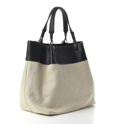 Bottega Veneta Natural Linen Matte Calfskin Quad Tote Black 3 of 9