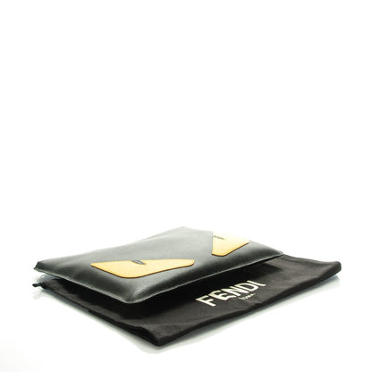 Fendi Vitello Elite Monster Eyes Pouch Black Yellow 4 of 9