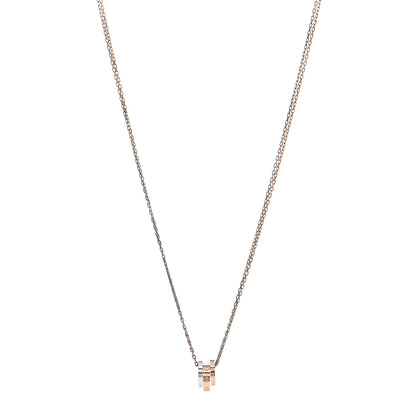 Cartier 18K White Pink Gold Diamond Three Ring LOVE Pendant Necklace 1 of 4