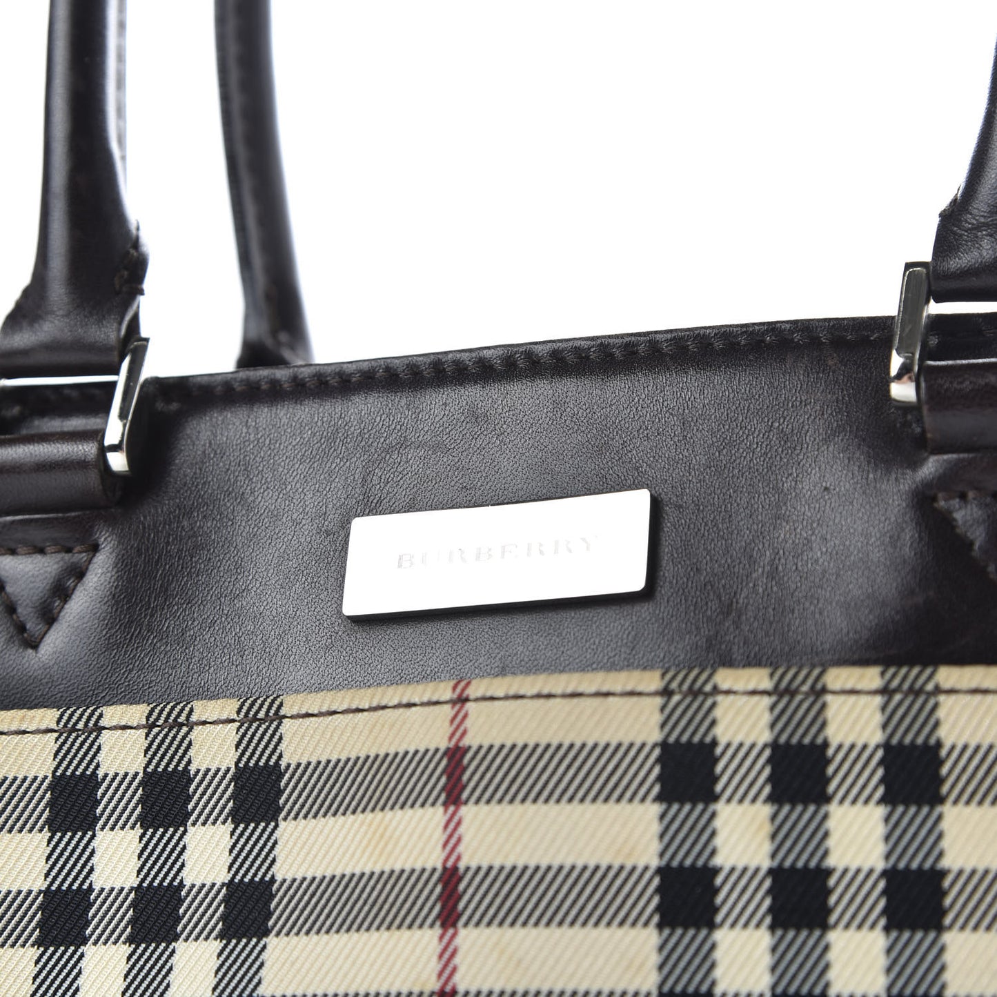 Calfskin House Check Small Tote Black