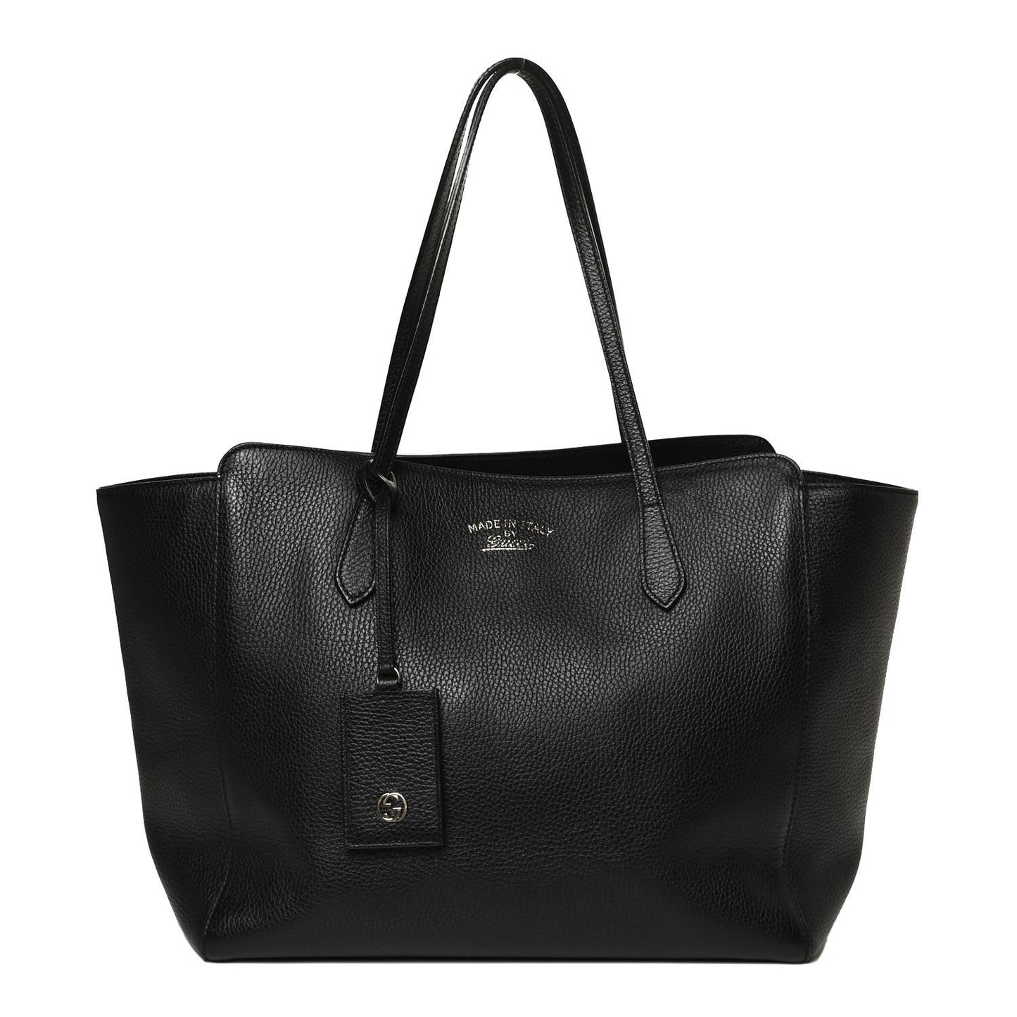 Pebbled Calfskin Medium Swing Tote Black