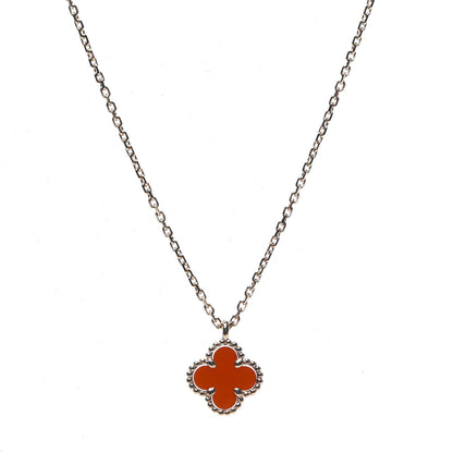 Van Cleef & Arpels 18K Rose Gold Carnelian Sweet Alhambra Pendant Necklace 3 of 7