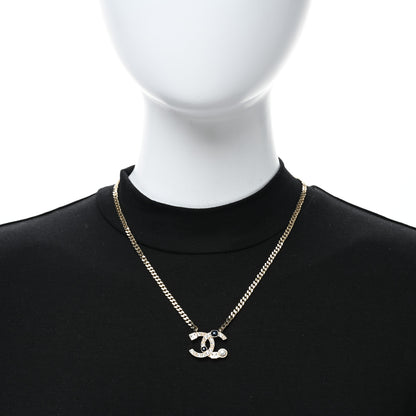 Chanel Crystal Pearl Resin CC Chain Necklace Gold Pearly White Black 3 of 4