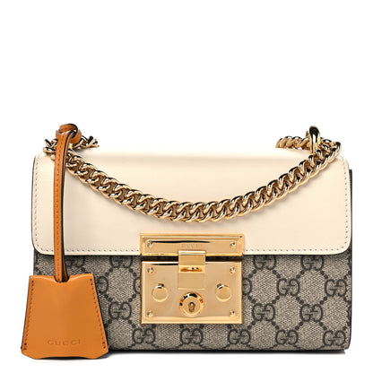 Gucci GG Supreme Monogram Calfskin Small Padlock Shoulder Bag Beige Mystic White Sun Oil 1 of 10
