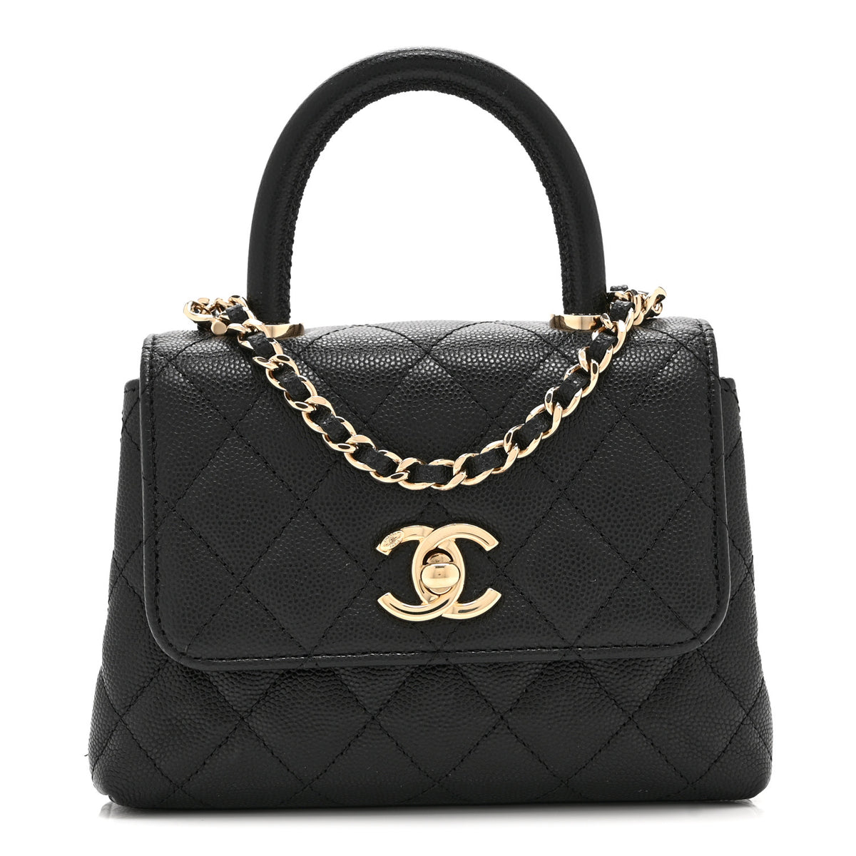 Chanel Caviar Quilted Coco Handle Clutch With Chain Black 1 of 10