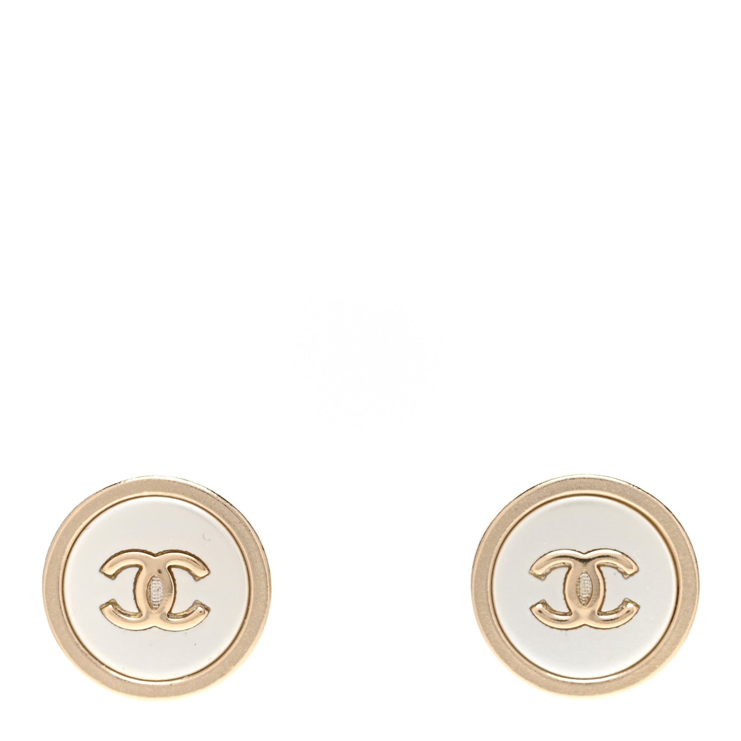 Pearl Coco Round Earrings Gold Pearly White