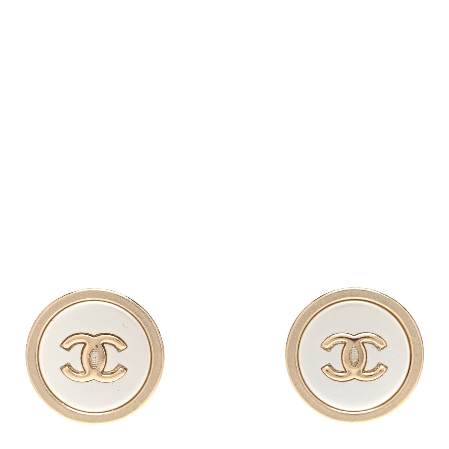 Chanel Pearl Coco Round Earrings Gold Pearly White 1 of 5