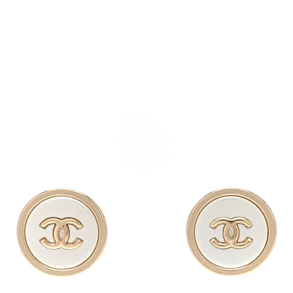 Chanel Pearl Coco Round Earrings Gold Pearly White 1 of 5