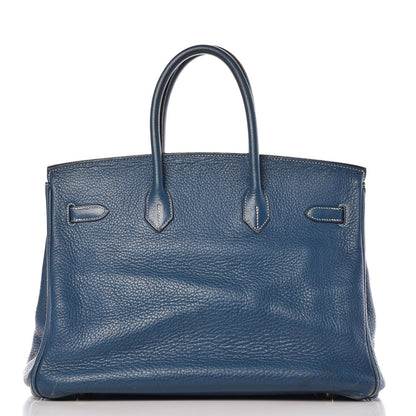 Hermes Taurillon Clemence Birkin 35 Bleu Thalassa 5 of 44