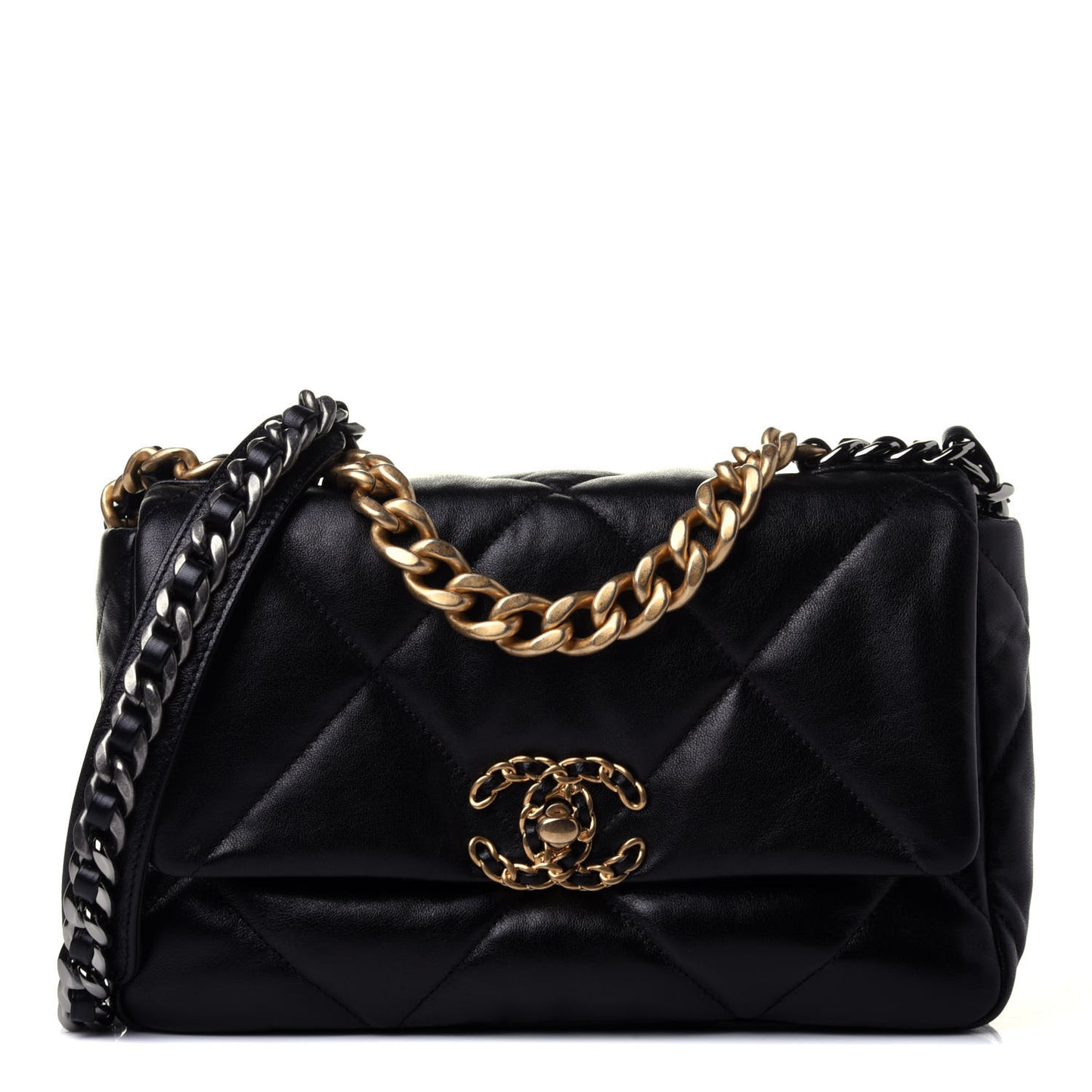 Goatskin Quilted Medium Chanel 19 Flap Black