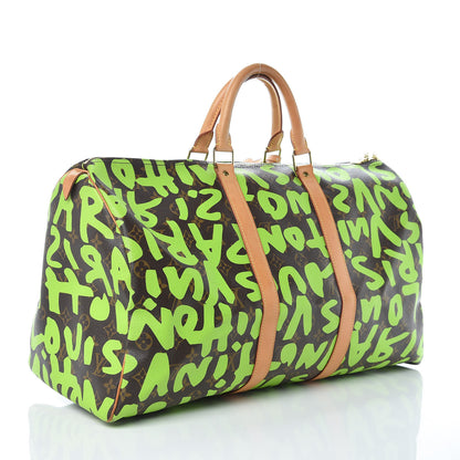 Louis Vuitton Monogram Graffiti Keepall 50 Green 3 of 14