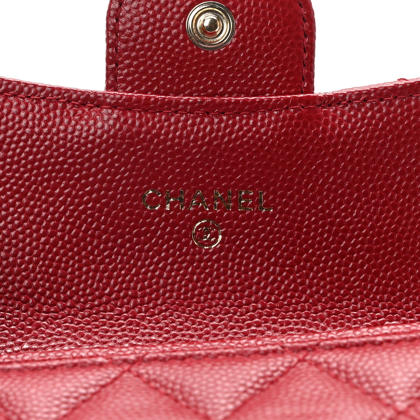 Caviar Quilted Flap Card Holder Wallet Red