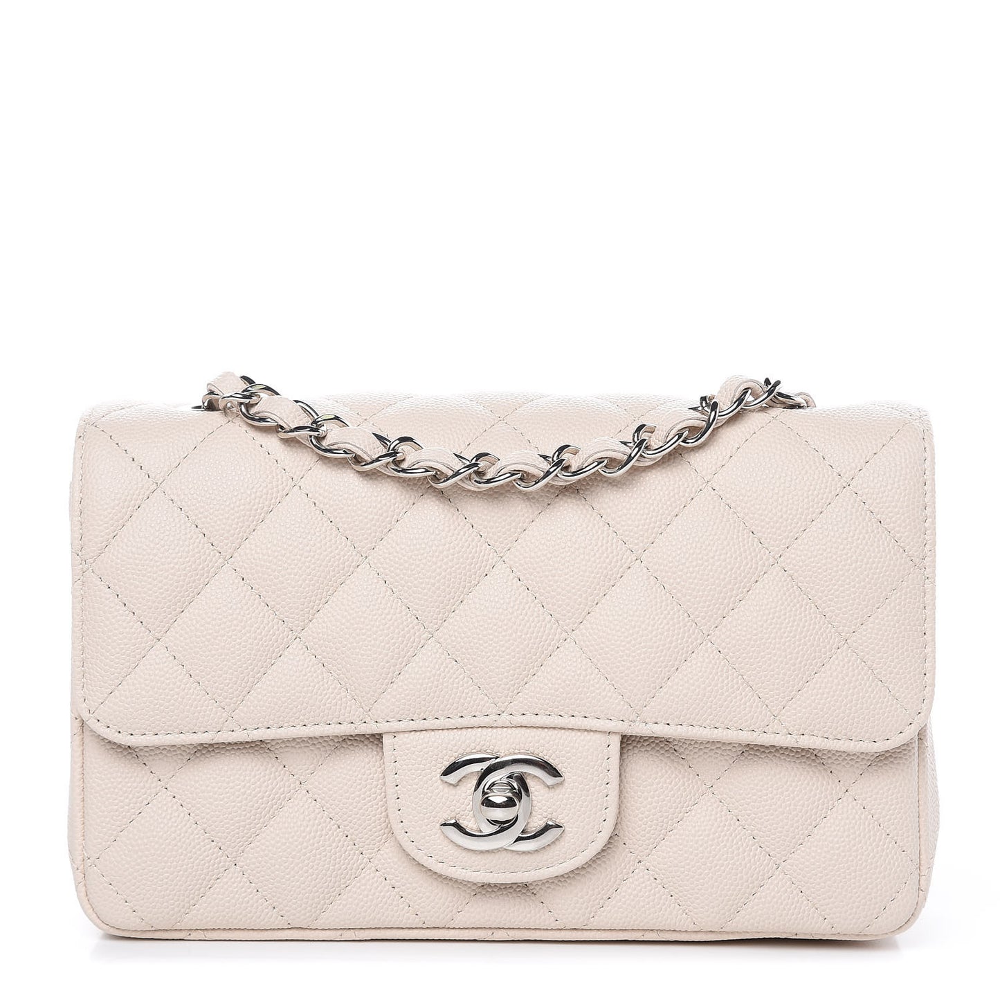 Caviar Quilted Mini Rectangular Flap Light Beige