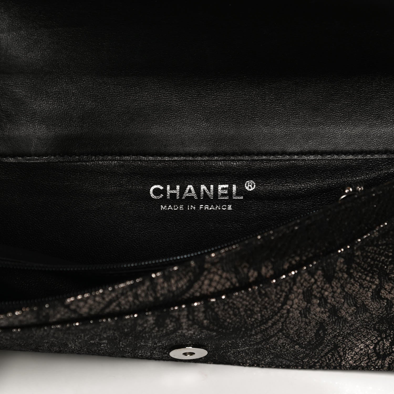 Chanel Metallic Tweed Quilted Clutch Black Dark Silver 6 of 12
