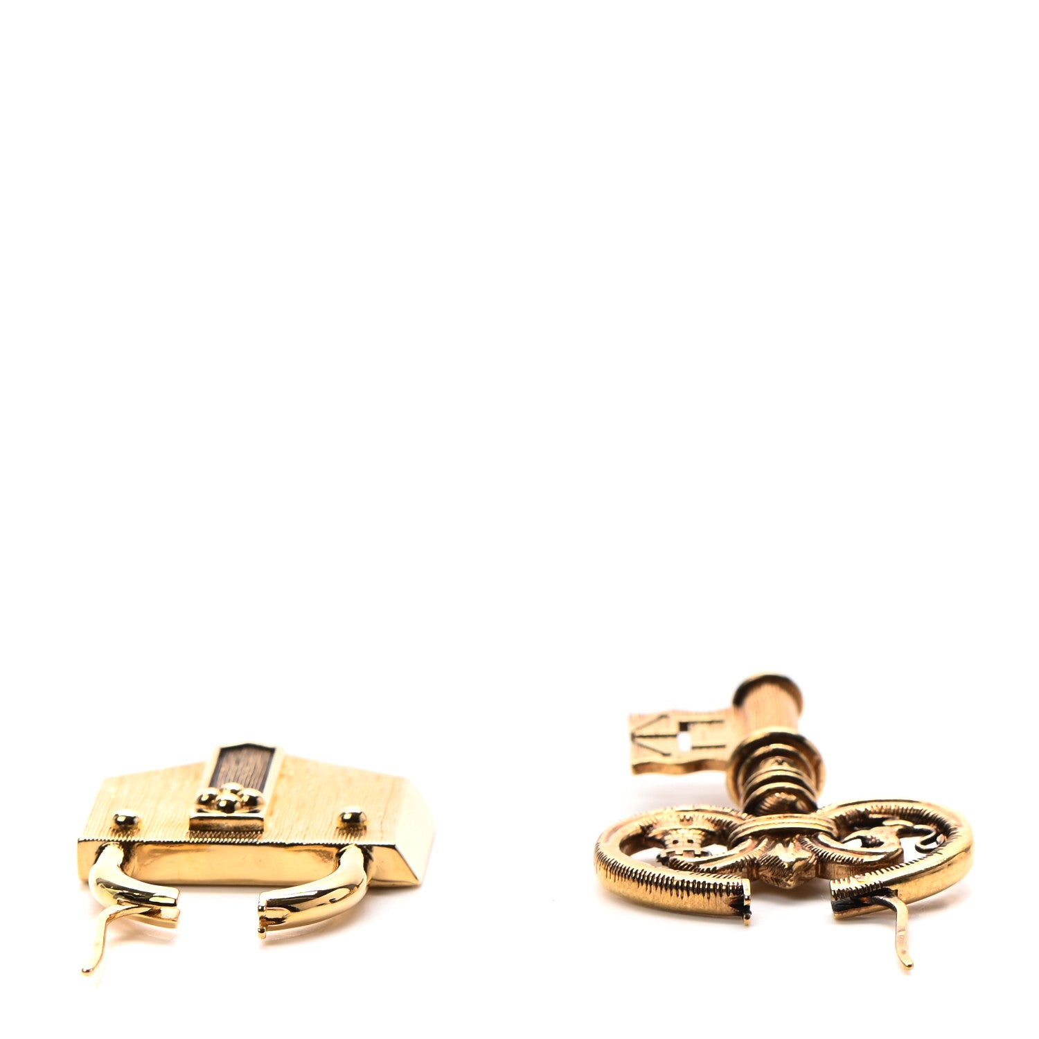Louis Vuitton X FORNASETTI Metal Lock and Key Earrings Gold 5 of 5