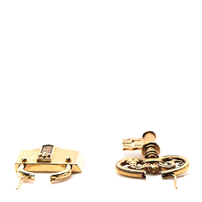 Louis Vuitton X FORNASETTI Metal Lock and Key Earrings Gold 5 of 5