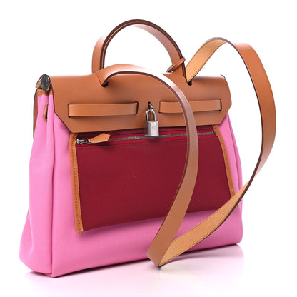 Hermes Toile Officier Vache Hunter Verso Herbag Zip PM 31 Bubblegum Rubis Naturel 2 of 4