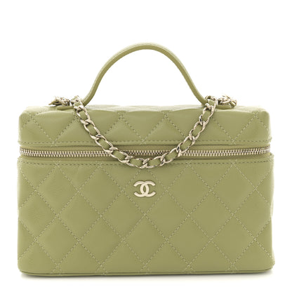 Chanel Caviar Quilted Top Handle Slim Vanity With Chain Khaki 1 of 11