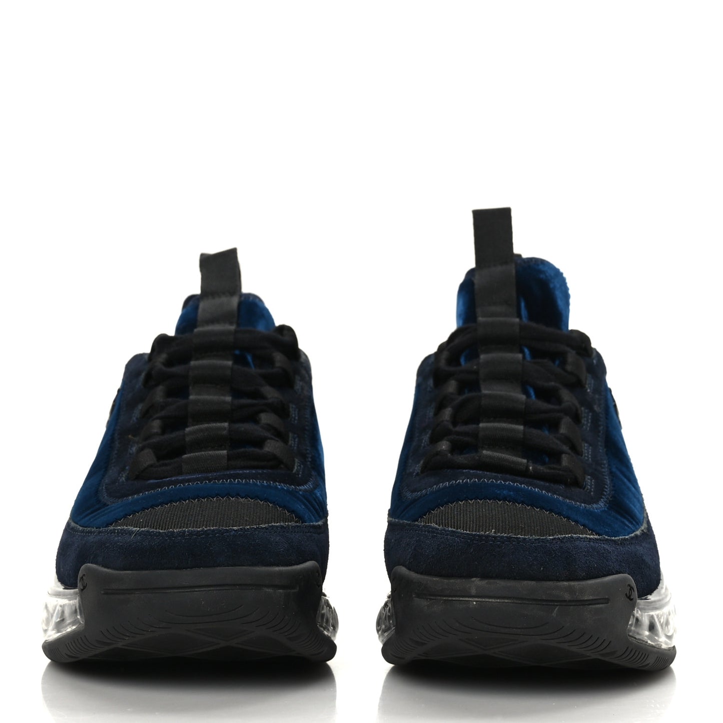 Suede Calfskin Velvet Grosgrain CC Sneakers Navy Blue Black
