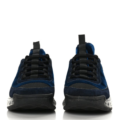 Chanel Suede Calfskin Velvet Grosgrain CC Sneakers Navy Blue Black 2 of 8