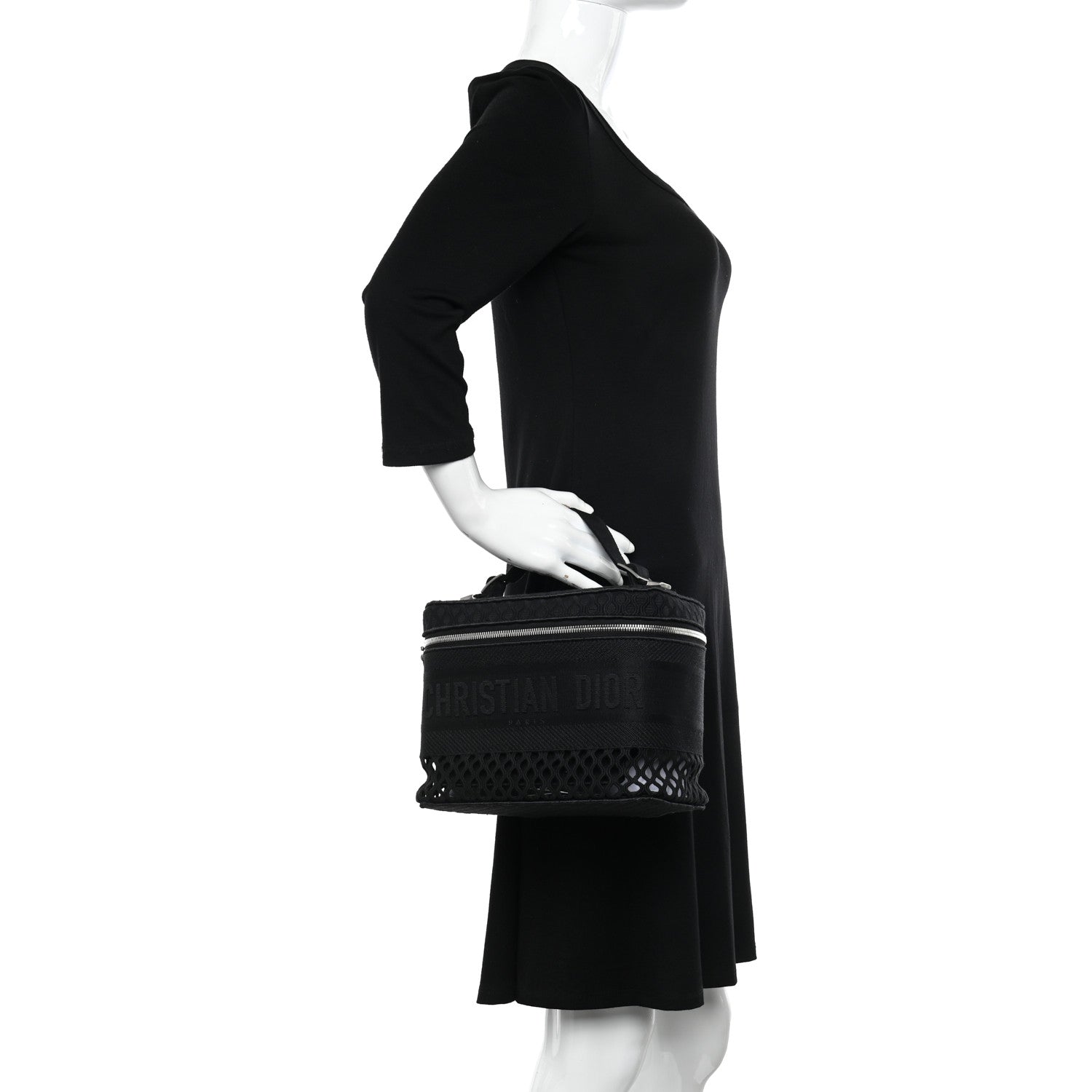 Christian Dior Mesh Embroidered Diortravel Vanity Case Black 2 of 9
