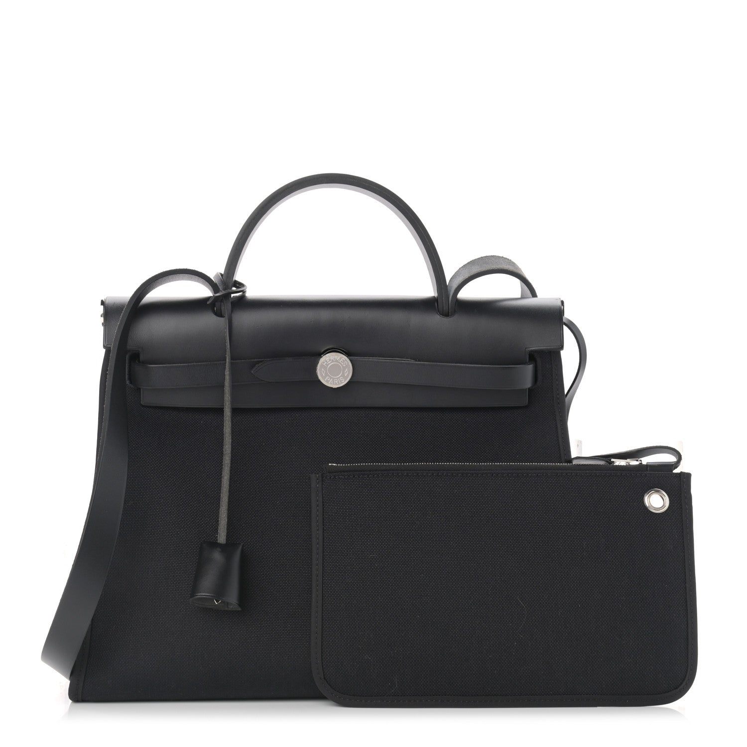 Hermes Military Toile Vache Hunter Herbag Zip PM 31 Black 1 of 12