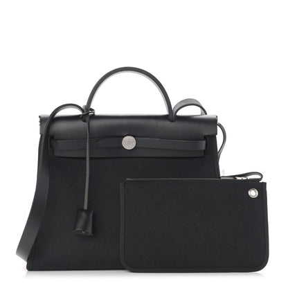 Hermes Military Toile Vache Hunter Herbag Zip PM 31 Black 1 of 12