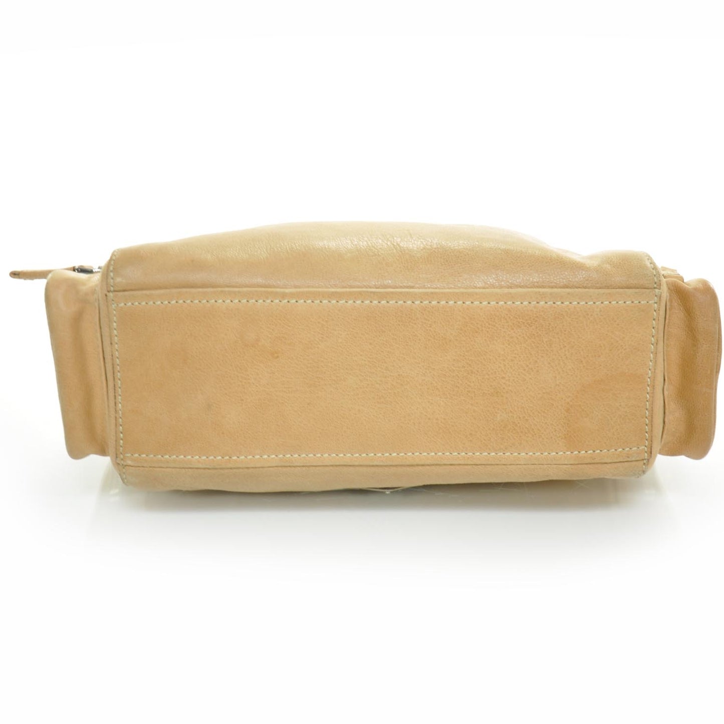 Leather Antic Easy A Foldover Pushlock Flap Shoulder Bag Naturale