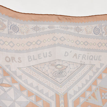 Hermes Silk Mousseline Ors Blues d'Afrique 140 Shawl 6 of 7