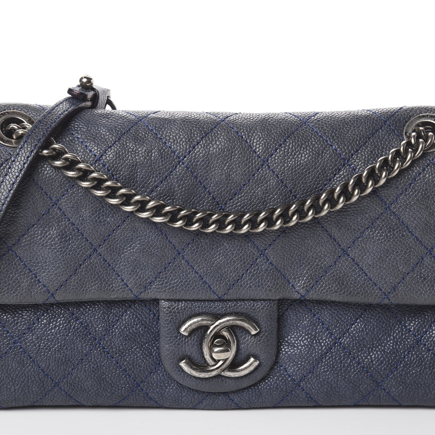 Caviar Quilted Medium Simply CC Flap Blue
