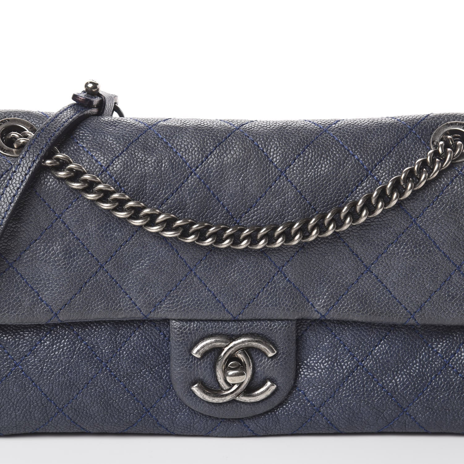 Chanel Caviar Quilted Medium Simply CC Flap Blue 6 of 8