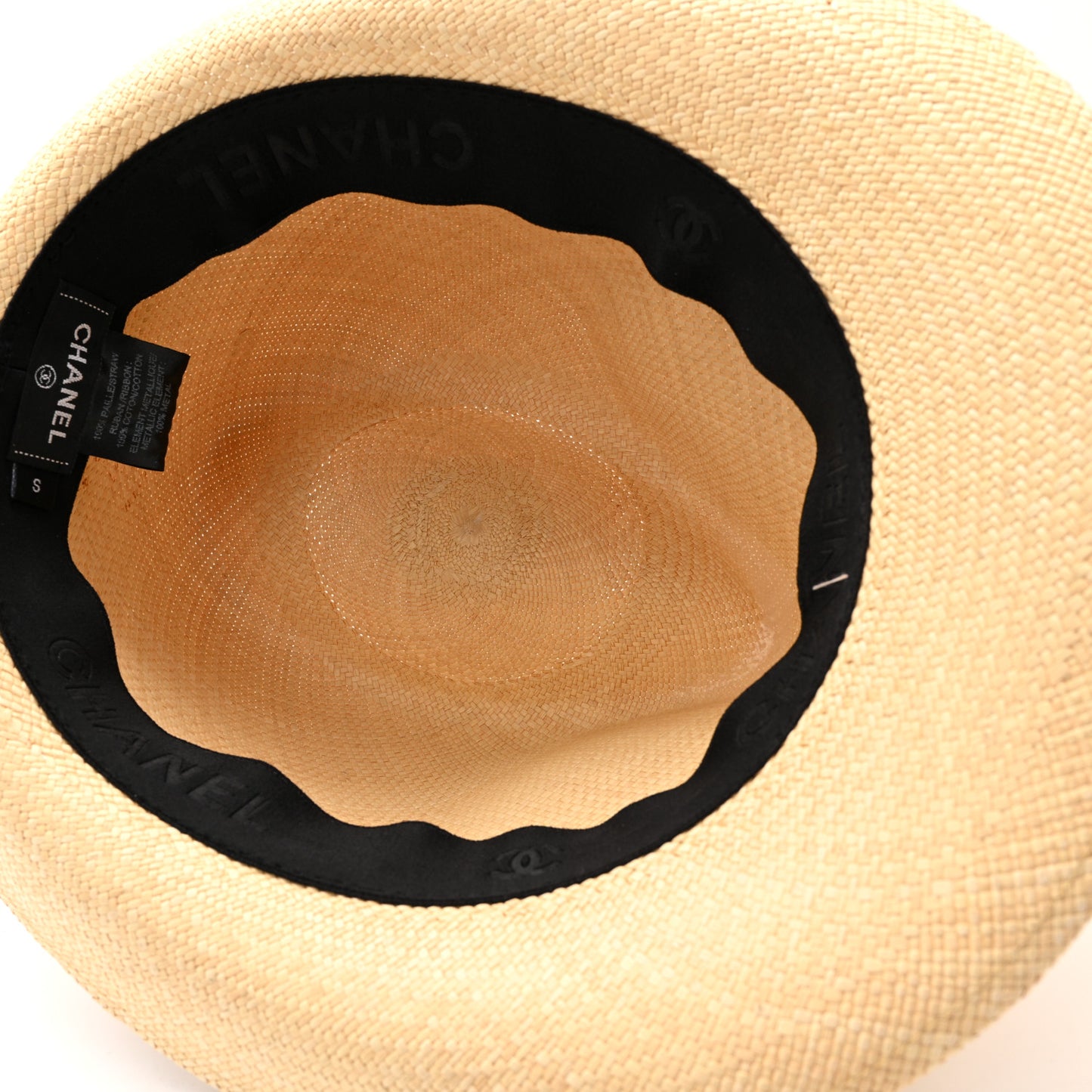 Straw CC Fedora Hat S Beige