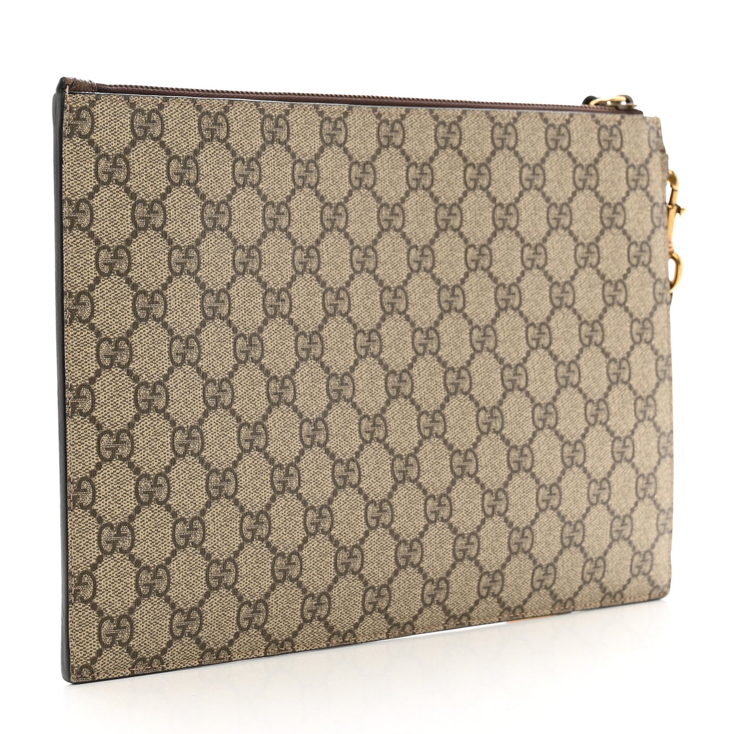 GG Supreme Monogram Neo Vintage Zip Wristlet Pouch Beige New Acero Crop