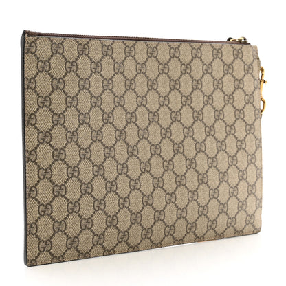 Gucci GG Supreme Monogram Neo Vintage Zip Wristlet Pouch Beige New Acero Crop 3 of 7