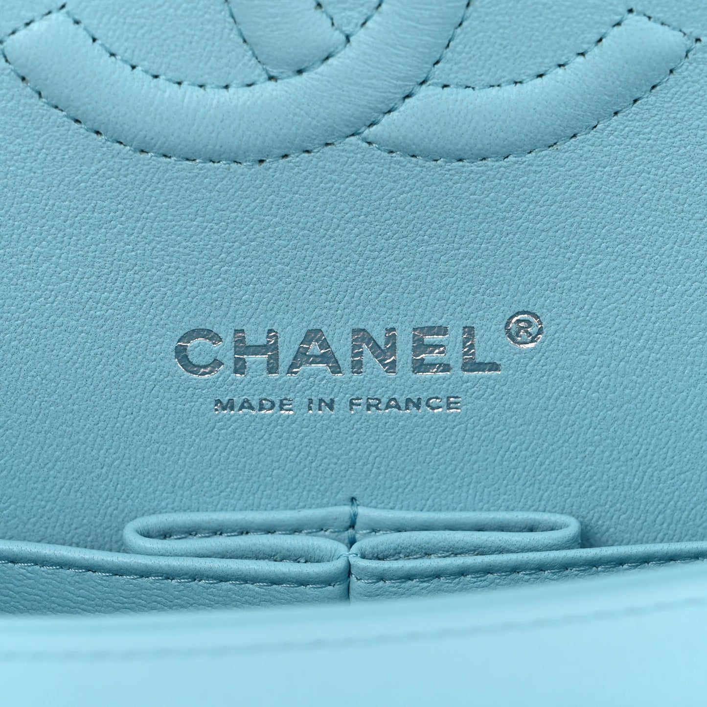 Lambskin Quilted Medium Double Flap Neon Blue