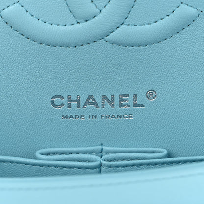 Chanel Lambskin Quilted Medium Double Flap Neon Blue 6 of 11