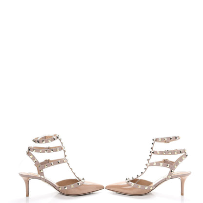 Valentino Garavani Patent Nappa Rockstud Ankle Strap 65mm Pumps 37.5 Soft Noisette Poudre 5 of 13