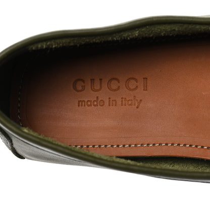Gucci Soft Clove Calfskin Monochrome Mens Interlocking G Driver Loafers 8 Juniper Green 7 of 8