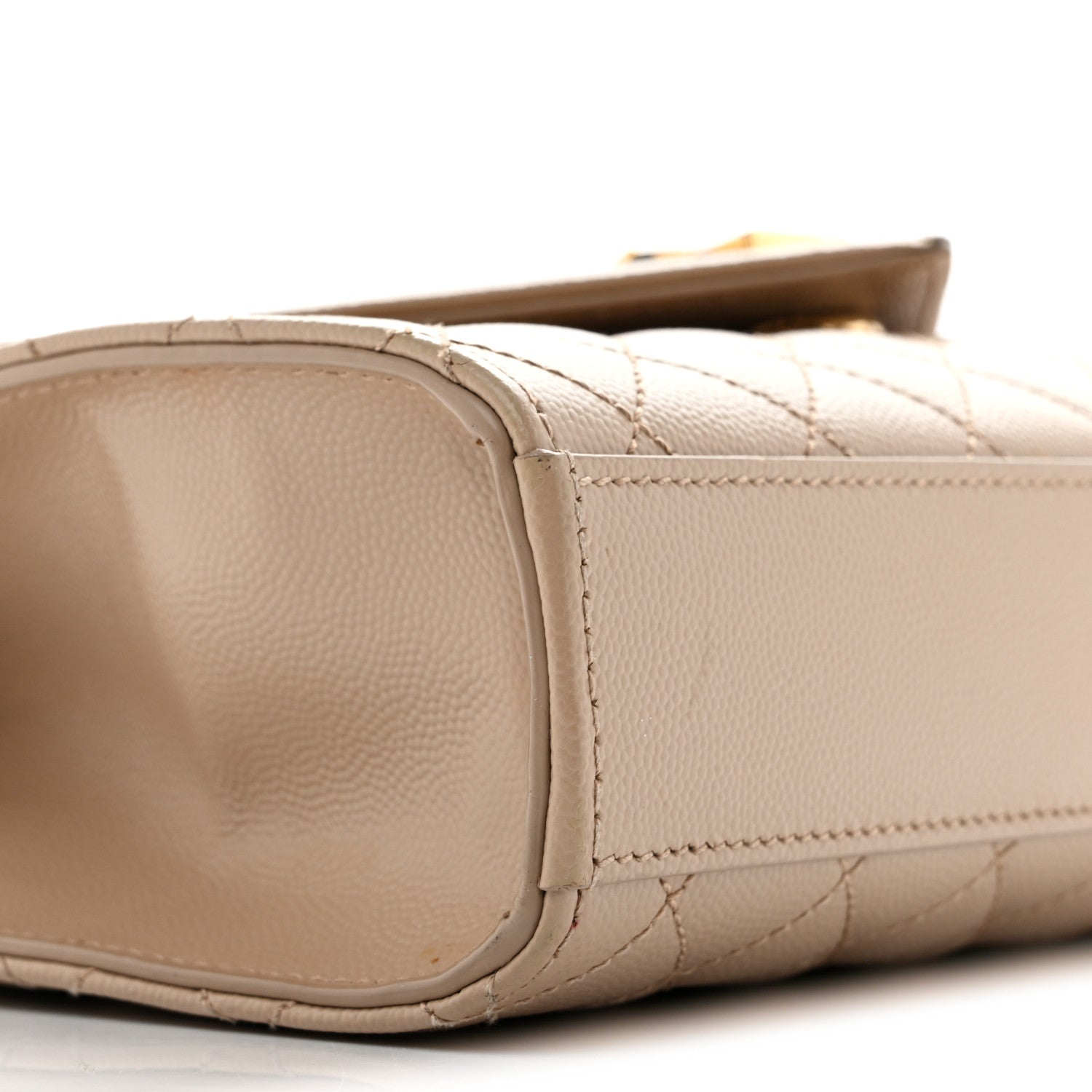 Saint Laurent Grain De Poudre Textured Mixed Matelasse Medium Triquilt Monogram Satchel Dark Beige 7 of 12